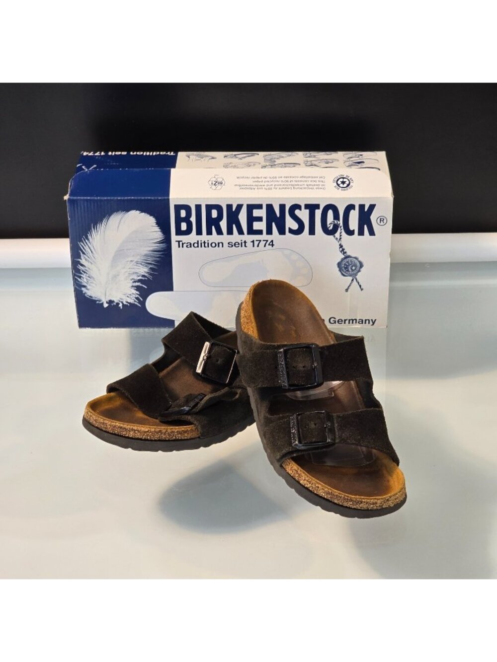 Birkenstock Arizona Black Sandal Slide Soft Footbed Womens Size EU 38 US 7 FLAW